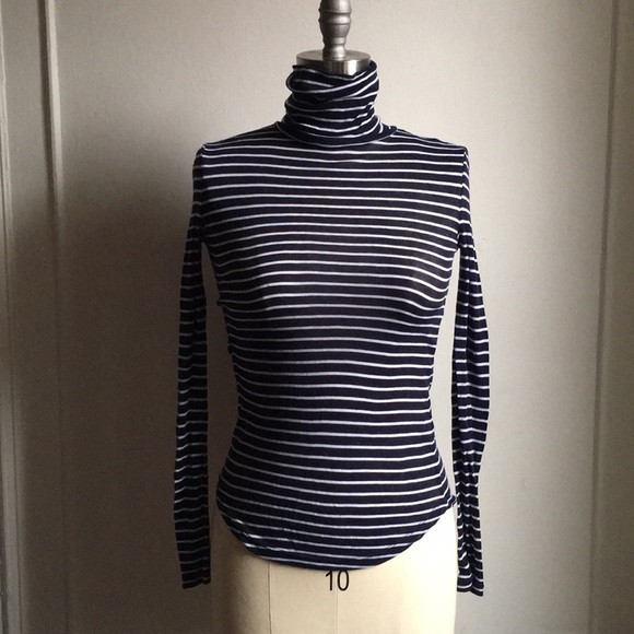 J. Crew Sweaters - J Crew  XXS Navy Blue and White Turtle Neck